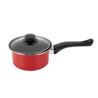 Ensemble de 5 ustensiles de cuisine antiadhésifs en acier au carbone OEM, couleur rouge, avec casseroles, poêles, faitouts et couvercles en verre, personnalisable avec logo, pour cuisine