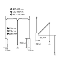 Système de penderie moderne pour chambre et salon, porte-manteau rétractable en aluminium avec tringle de rangement et amortisseur