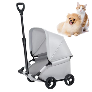 Nouvelle poussette pliable <span class=keywords><strong>pour</strong></span> animaux de compagnie, luxueuse, réglable, lavable, imperméable, confortable, légère, <span class=keywords><strong>pour</strong></span> chats et chiens, 4 roues, chariot d'extérieur - Product Image 1