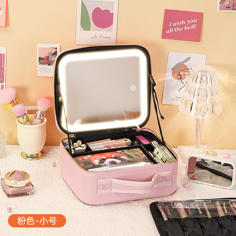 Petit miroir plein écran à motif léopard avec lumière d'appoint LED