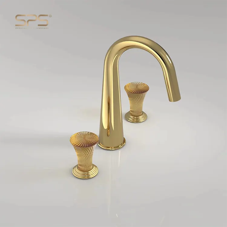 A7038 Deluxe Bronze Faucet Widespread 3 Hole Sink Faucets Deck Mounted Bathroom Basin Water Mixer Taps For Showers And Sinks