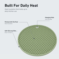 Tapis isolant thermique en silicone rond alvéolé, dessous de plat pour casseroles, poêles, tasses, couleur, taille et logo personnalisables, protection de table de cuisine