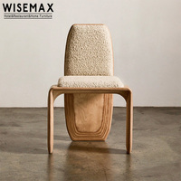 WISEMAX FURNITURE Chaise de salle à manger design en bois avec revêtement en tissu, style médiéval, pour villa, chaise d'appoint pour salon