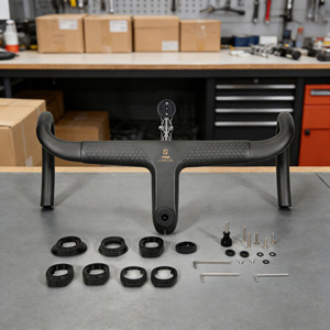 Guidon <span class=keywords><strong>de</strong></span> vélo <span class=keywords><strong>de</strong></span> route en fibre <span class=keywords><strong>de</strong></span> carbone TOSEEK OD2 avec câblage interne, support d'ordinateur en titane imprimé en 3D, OEM ODM - Product Image 1