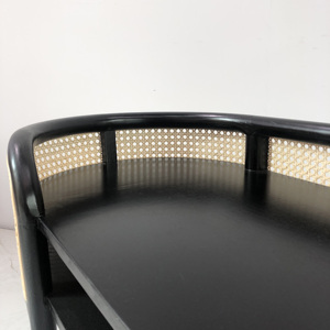 Modern Quality Furniture <strong>Black</strong> Solid Wood Frame Natural Rattan Art <strong>Storage</strong> Bed End <strong>Bench</strong> - Product Image 5
