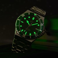 Montre de plongée en acier inoxydable avec logo personnalisé OEM, mouvement automatique japonais, aiguilles lumineuses, résistance à l'eau 300 m, montre pour homme
