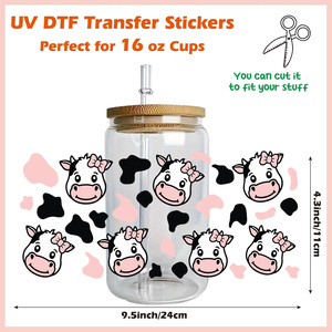 Pegatina de Transferencia UV DTF con Tema de Vaca Cervecera <span class=keywords><strong>para</strong></span> Vasos Libbey de 16 oz, Envolturas <span class=keywords><strong>para</strong></span> Vasos, Latas, Manualidades, Impermeable, Fácil de Usar, Calcomanías Personalizadas - Product Image 4
