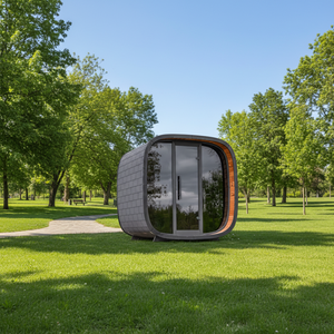 Sauna Exterior Tradicional de Vapor Seco HELIUS, con Espejo Panorámico Negro, Vidrio Impermeable y Abeto Carbonizado, para 4-6 Personas - Product Image 1