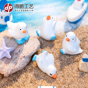 Figurines de canard en résine Dp Craft, oiseau chonflé aux pieds bleus, décoration miniature pour la maison - Product Image 3