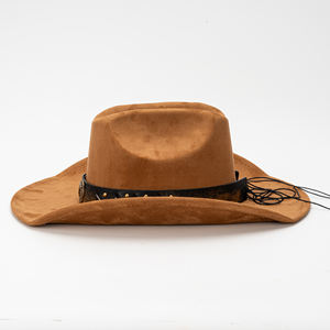 Sombrero Vaquero de Gamuza Estilo 2026 con Hebilla de <span class=keywords><strong>Toro</strong></span>, Banda con Tachuelas y Cordón Ajustable, para Hombre y Mujer, Estilo Casual para Exteriores, Combinable con Atuendos Diarios - Product Image 5