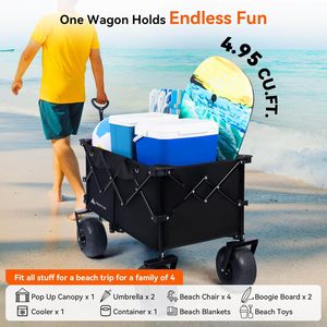 Hikenture Heavy Duty 9 \ "PU Neumáticos Beach <span class=keywords><strong>Wagon</strong></span> Plegable 308lbs Utility Cart <span class=keywords><strong>Big</strong></span> Balloon Wheels Vagones plegables de gran capacidad - Product Image 4