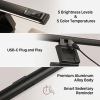 Lampe de bureau intelligente moderne et simple avec écran LED en aluminium USB-C flexible, commande tactile, facile à clipser, pour l'étude et le travail.