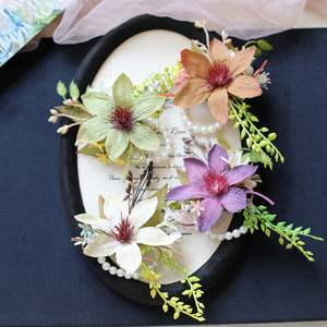 Fleur de <span class=keywords><strong>mariage</strong></span> de clématite simulée de corsage de <span class=keywords><strong>style</strong></span> européen rétro fait à la main pour les invités VIP de la mariée pour les événements de la Saint-Valentin - Product Image 4