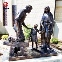 Statue de la Sainte Famille en bronze de cuivre de taille réelle pour jardin extérieur religieux catholique