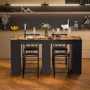 Bàn bar và ghế với kệ lưu trữ tiết kiệm không gian nhà bếp <span class=keywords><strong>Nook</strong></span> ăn sáng bàn ăn đặt với phân - Product Image 5