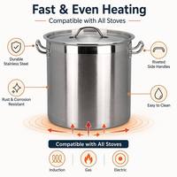 Marmite à soupe commerciale Smartpan en acier inoxydable 304 avec couvercle à double poignée, grande capacité, pour cantine et stockage d'eau, casseroles durables