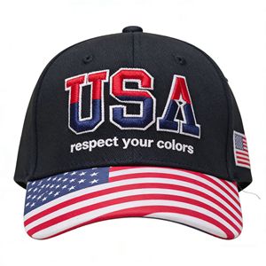 <span class=keywords><strong>Gorra</strong></span> de Béisbol con Bandera Americana para <span class=keywords><strong>Hombre</strong></span> y Mujer, Letras Bordadas, 100% Poliéster, Diseño de Parte Trasera Curva Común, Hebilla de Doble Cierre - Product Image 1