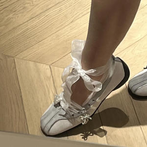 Ballerines pour femme début de printemps, style Mary Jane, à lacets, semelle épaisse, légères, imperméables, à bout peu profond - Product Image 3