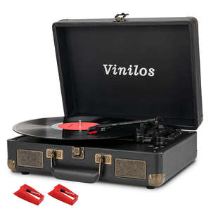 Vente en gros de tourne-disque portable 3 vitesses avec connexion USB, carte SD et Bluetooth, style rétro, boîte à musique pour fête, cadeau, divertissement à domicile - Product Image 2