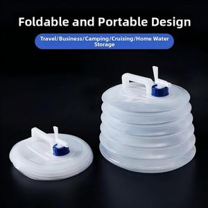 Cubo Plegable Rústico de PVC/PU para Camping, Expandible de 3L/5L/15L, con Grifo, Gran Capacidad para Viajes, Camping y Supervivencia - Product Image 3