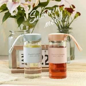 Gobelet en verre portable d'été de 480 ml avec housse de protection en cuir et sangle - Product Image 6