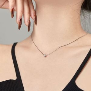 Dlyam Top Picked 2024 Valentine's Day Gift <b>Solid</b> Sterling <b>Silver</b> Solitaire 5A Diamond Cubic Zirconia Pendant <b>Necklace</b> for Women - Product Image 2