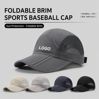 Casquette de baseball pliable à visière, en maille respirante, séchage rapide, protection solaire, réglable, logo personnalisé, OEM, vente en gros, faible MOQ