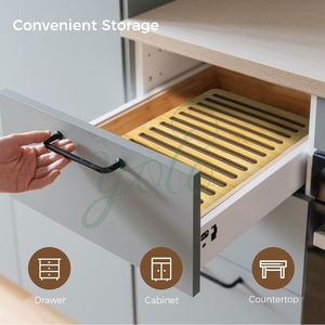 Nuevo plato de piedra de diatomita de bambú plegable, estera de secado rápido con bandeja de tierra absorbente de agua para mostrador de cocina - Product Image 3