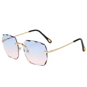 New Style Square Cut Lens Rimless Sunglasses Women Sunglasses Designer Female Fashion Sunglasses