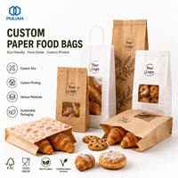 Sacs en papier kraft imprimés sur mesure avec fenêtre, qualité alimentaire, pour boulangerie, pain, biscuits, sandwichs, avec logo