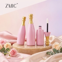 2026 Nachfüllbarer Champagner-förmiger Lipgloss-Behälter Rosa Flüssiger Lippenstift-Tube Plastik-Drehverschluss Lipgloss- und Lipliner-Flasche