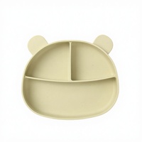 Assiette à ventouse pour bébé en silicone de qualité alimentaire, motif dessin animé, design moderne, écologique, avec compartiments, pour la diversification alimentaire des tout-petits (ODM/OEM)