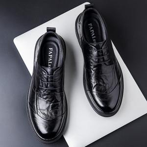 Chaussures d'affaires pour hommes en cuir de vachette pleine fleur de qualité supérieure, toutes saisons, respirantes, à lacets, semelle intermédiaire en caoutchouc - Product Image 3