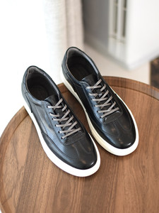 Zapatillas Casuales de Cuero Genuino <span class=keywords><strong>Negro</strong></span> para Hombre, Retro, de Caña Baja, Cómodas para Uso Diario en la Oficina - Product Image 2