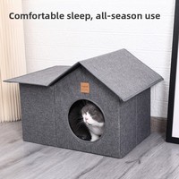 Nichoir pour chat d'extérieur solide, toutes saisons, amovible, lavable, imperméable, en polyester, abri pour chat errant, type de fermeture : sans fermeture