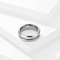 Bagues classiques en argent de 8 mm pour hommes, bague en tungstène argenté mat avec rainure