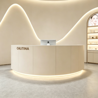 Comptoir de réception incurvé pour salon de beauté, comptoir moderne avec éclairage LED, table de réception de spa avec logo personnalisé
