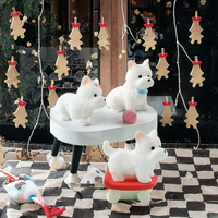 Statues de jardin miniatures en gros, figurines d'animaux en résine, chien Husky, West Highland White Terrier, sculpture moderne de Noël