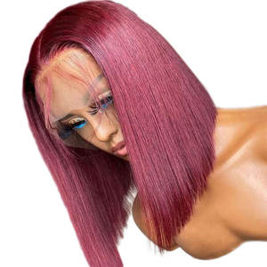 Perruques Frontales en Dentelle <span class=keywords><strong>de</strong></span> Cheveux Humains Vietnamiens Naturels, Perruques Frontales HD Complètes Pas Cher, Mèches <span class=keywords><strong>de</strong></span> Cheveux Humains Fournisseur, Perruque Carrée 99J en Promotion - Product Image 5