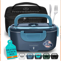 Boîte à lunch électrique portable de 1,5 L, chauffe-aliments pour le bureau et les voyages, 100 W, double couche isolée, pot intérieur en acier inoxydable 304
