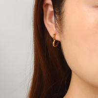 Boucles d'oreilles clips unisexes simples, tendance coréenne, délicates, en forme de cœur, en acier inoxydable, avec pierre naturelle électroplaquée, motif cœur de pêche