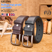 Ceinture Classique Homme en Cuir Véritable Pleine Fleur avec Boucle Ardillon, Logo Personnalisé, Style Vintage pour Jeans