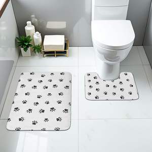 Juego de alfombrillas de baño de tierra diatomeas con diseño en forma de U y patrón de hojas, absorbentes y de diseño minimalista para cubrir el suelo del baño. - Product Image 5