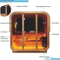 Cabina de Sauna Eléctrica de Lujo para Exteriores SR1C002 para 5-6 Personas, Construcción de Madera de Hemlock, Vidrio Templado Marrón, Control por Computadora