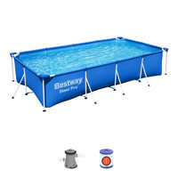 Piscine gonflable rectangulaire authentique en PVC avec structure de support épaissie en acier inoxydable, grande taille, pour adultes, enfants et familles