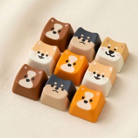 Porte-clés personnalisé en plastique LED avec logo de dessin animé, design animal mignon, clavier mécanique, capuchon de touche, clicker, anti-stress