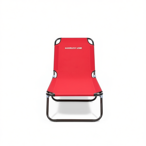 Chaise longue pliante rouge avec structure métallique, chaise de plage d'extérieur, siège inclinable portable, design moderne - Product Image 1