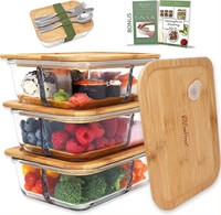 Cuisine personnalisée Réfrigérateur à micro-ondes Récipient moderne pour aliments en verre avec couvercles à pression facile Boîte à lunch en verre avec couvercle en bambou