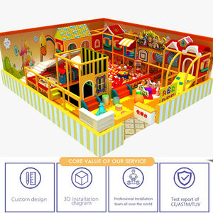 Équipement de terrain de jeu intérieur en <span class=keywords><strong>bois</strong></span> fermé robuste, thème feuilles vertes, pour enfants, centre commercial avec filet - Product Image 6