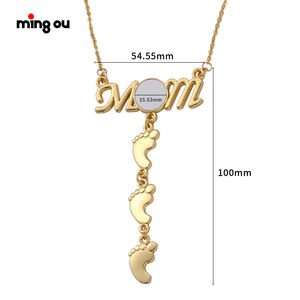 20% de Descuento en Artesanías Metálicas, Regalo, Colgante con Huella de Bebé, Collar con Colgante de Pies de Bebé, Sublimación, Collar con Huella para el Día de la Madre - Product Image 3